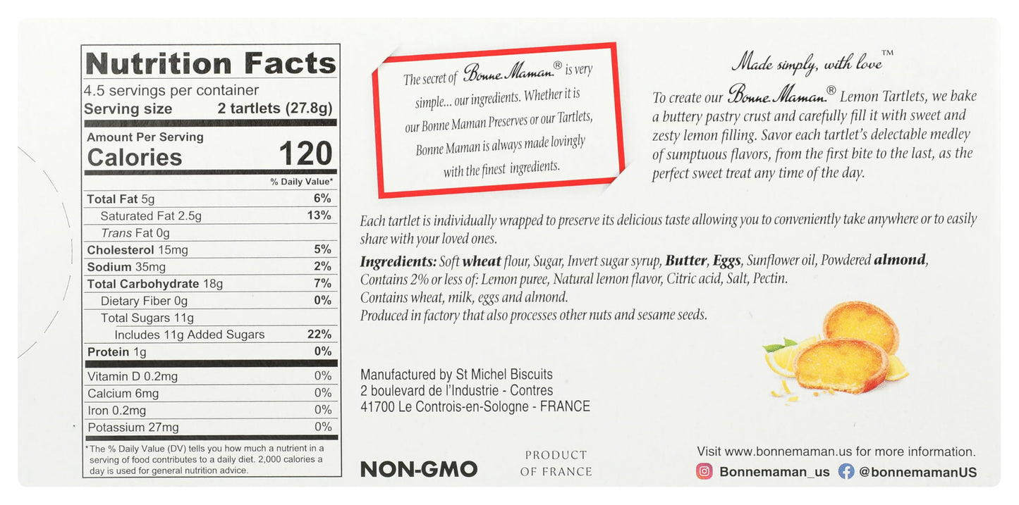 Bonne Maman Lemon Tartlets, 4.41 oz (Pack of 1)