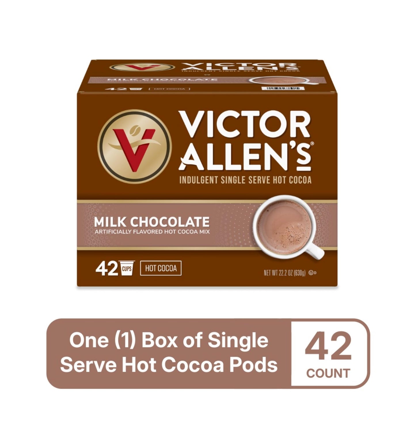 Victor Allen's Milk Chocolate Hot Cocoa, 42 Count, Single Serve K-Cup Pods for Keurig K-Cup Brewers