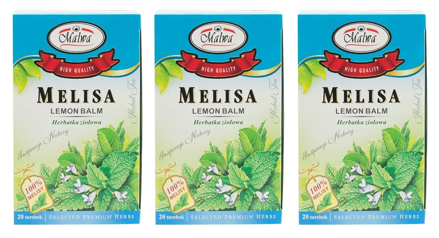 Malwa Herbata Ziolowa - Melisa (Melissa Tea), Poland, Pack of 3, 40 g/1.41 oz