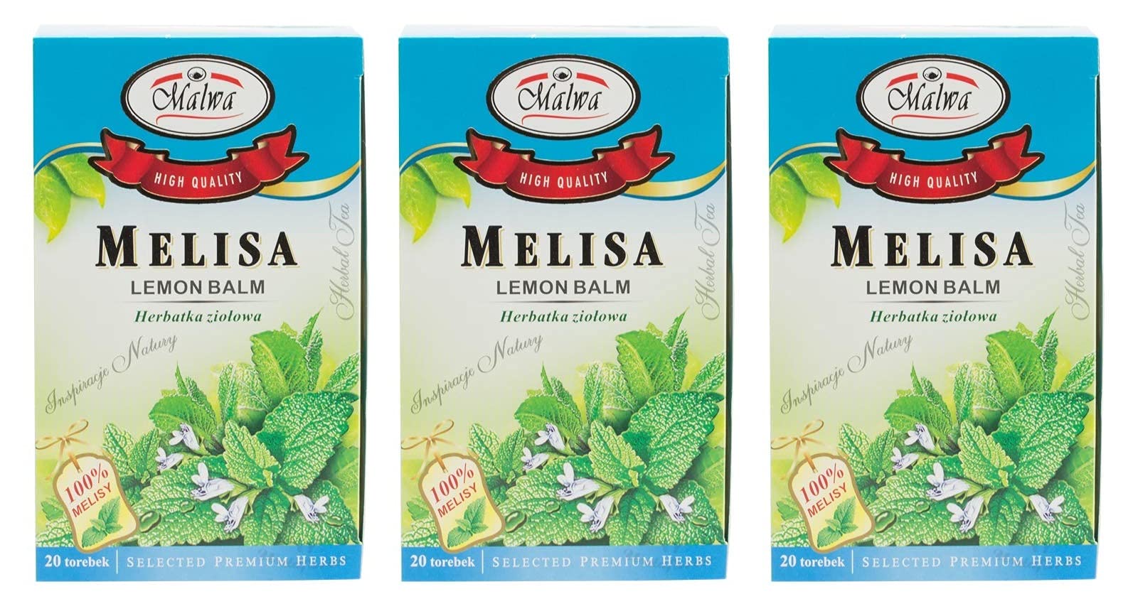 Malwa Herbata Ziolowa - Melisa (Melissa Tea), Poland, Pack of 3, 40 g/1.41 oz