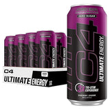 C4 Ultimate Zero Sugar Energy Drink, Tri-Stim Experience with 300mg Caffeine + TeaCrine + Dynamine, Atomic Grape, 16oz (Pack of 12)