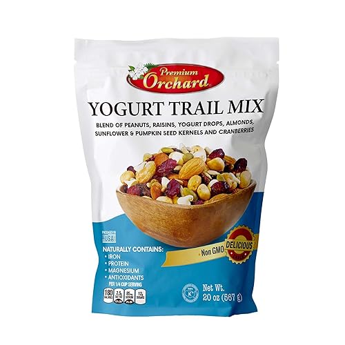 YOGURT TRAIL MIX BY PREMIUM ORCHARD - Seeds, Yogurt, Fruit and Nuts Mix - Trail Mix Bulk Blend of Mixed Nuts & Dried Fruit - Healthy Snacks, High