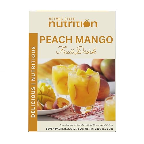 Nutmeg State Nutrition - High Protein Diet Fruit Drink - 15g Protein - Low Calorie - Low Carb - Low Sugar - Fat Free, 7 Servings Per Box (Peach Mango)