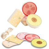 LEAFRE Cellulose Compressed Eco-Sponge 5 Pack- Avocado Sandwich Set |Standard Size| Plastic-Free & Made of All-Natural Wood Pulp | Showering