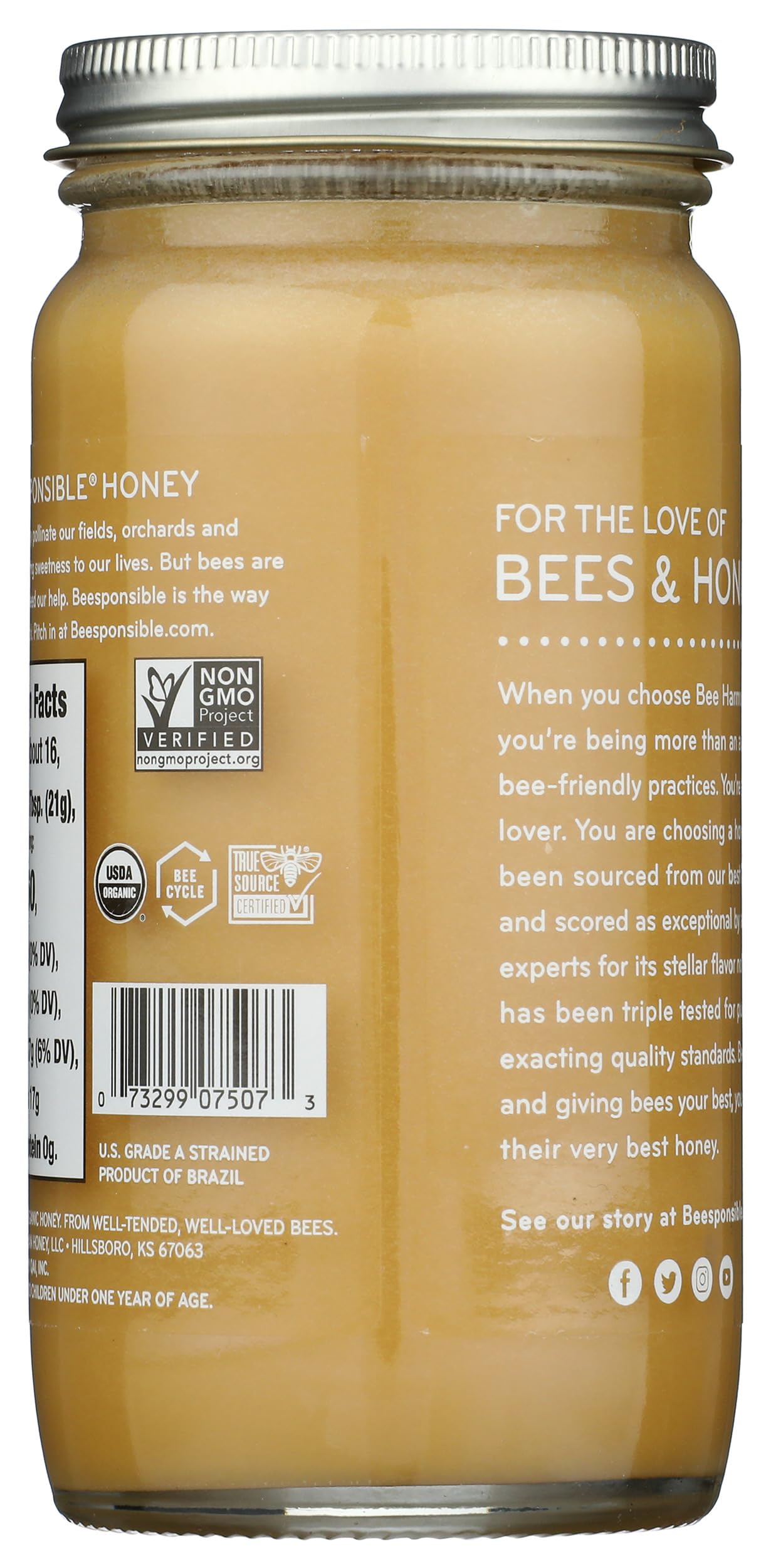 BEE HARMONY Organic Eucalyptus Raw Creamed Honey, 12 OZ