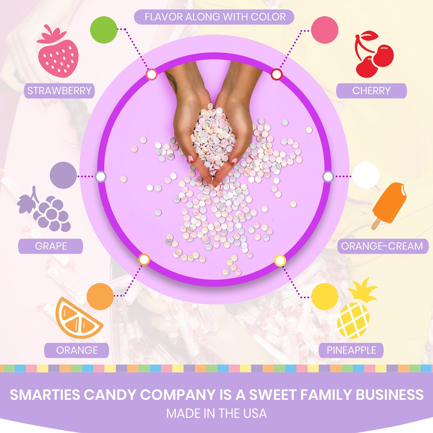 Smarties Candy Rolls Assorted Flavors, 1 LB (Pack of 12)