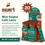 Swirl - Miss Saigon Cafe Latte - Vietnamese Inspired Espresso, Milk Blend, Single Serve, Smooth, Sweet, Balanced, No Fridge - 38g per pack 20 packets