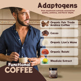 Melting Forest Mushroom Coffee, with 7 Functional Mushrooms, Cacao, Rhodiola, L-Theanine, Reishi & Lion's Mane, Stress Relieving, Focus, Cognitive