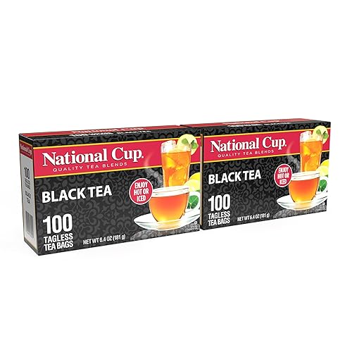 National Cup Black Tea Blend Flavourful, Smooth, Robust Caffeinated Black Tea Made with Natural Ingredients 100 Tea Bags Pack of 2, Served Hot or Iced