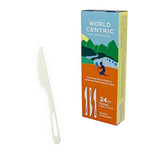World Centric Compostable TPLA Knife, 7" (Pack of 24), Made from Plants and Minerals, Sustainable, Strong, Heat Resistant, No Added PFAS