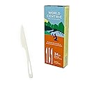 World Centric Compostable TPLA Knife, 7" (Pack of 24), Made from Plants and Minerals, Sustainable, Strong, Heat Resistant, No Added PFAS