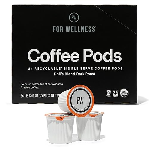 For Wellness Arabica Coffee Pods (24 Pods, Dark Roast) - Pair With The Good Stuff to Supercharge Your Coffee