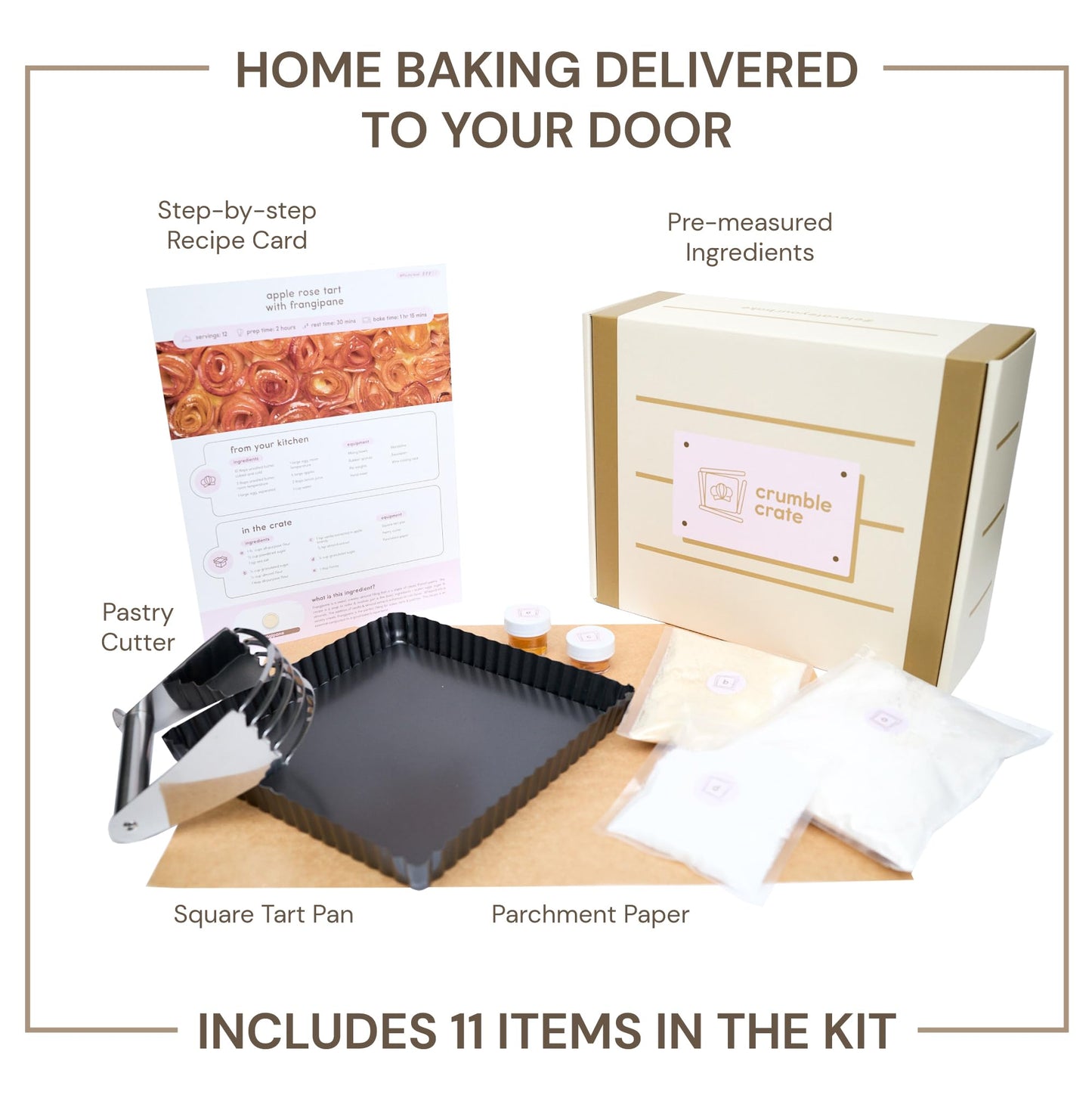 Crumble Crate - Apple Rose Tart with Frangipane DIY Baking Kit - Gourmet Dessert Gift, Pre-Measured Ingredients, Easy Recipe, Perfect for Holiday