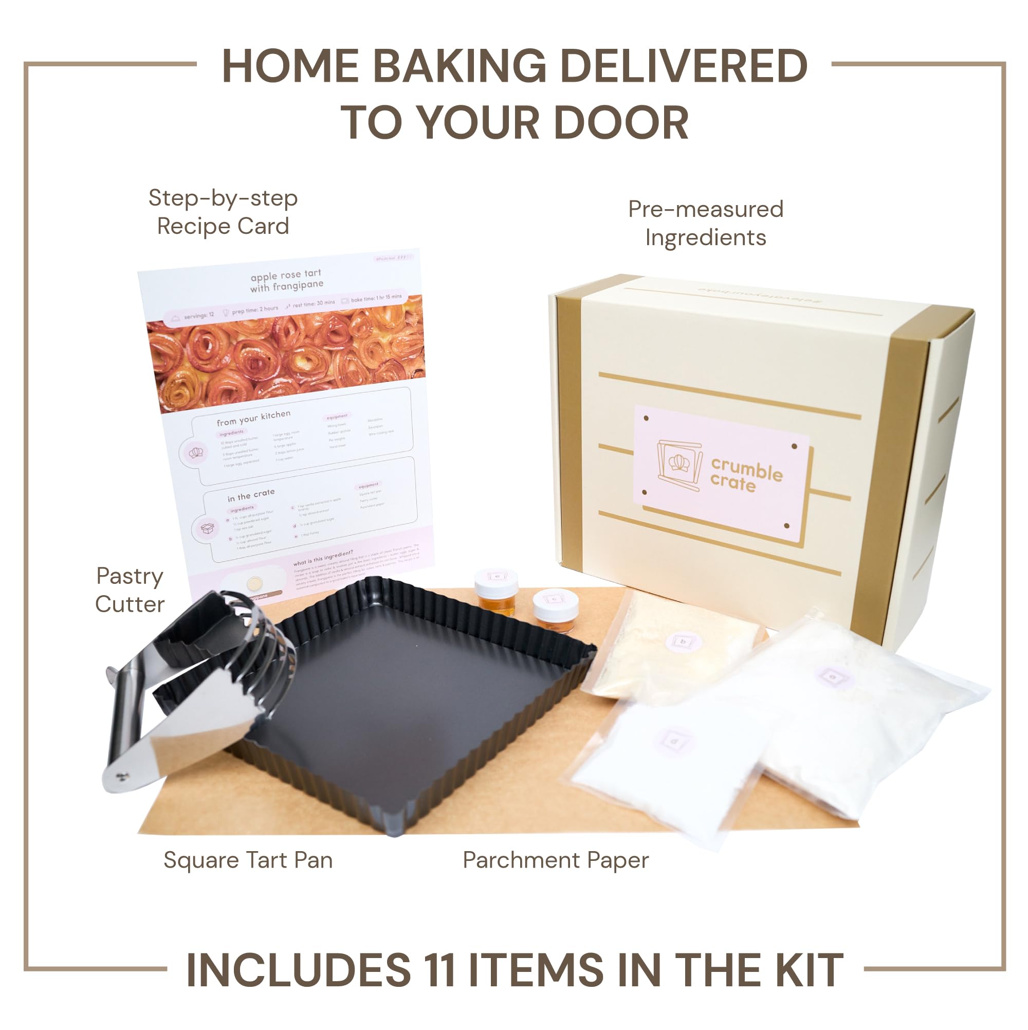Crumble Crate - Apple Rose Tart with Frangipane DIY Baking Kit - Gourmet Dessert Gift, Pre-Measured Ingredients, Easy Recipe, Perfect for Holiday