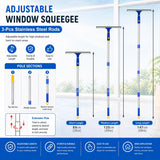 ITTAHO Window Squeegee with Extension Pole, Separate 12" Squeegee & 11" Microfiber Scrubber Heads, Window Cleaning Kit for Hard-to-Reach Windows