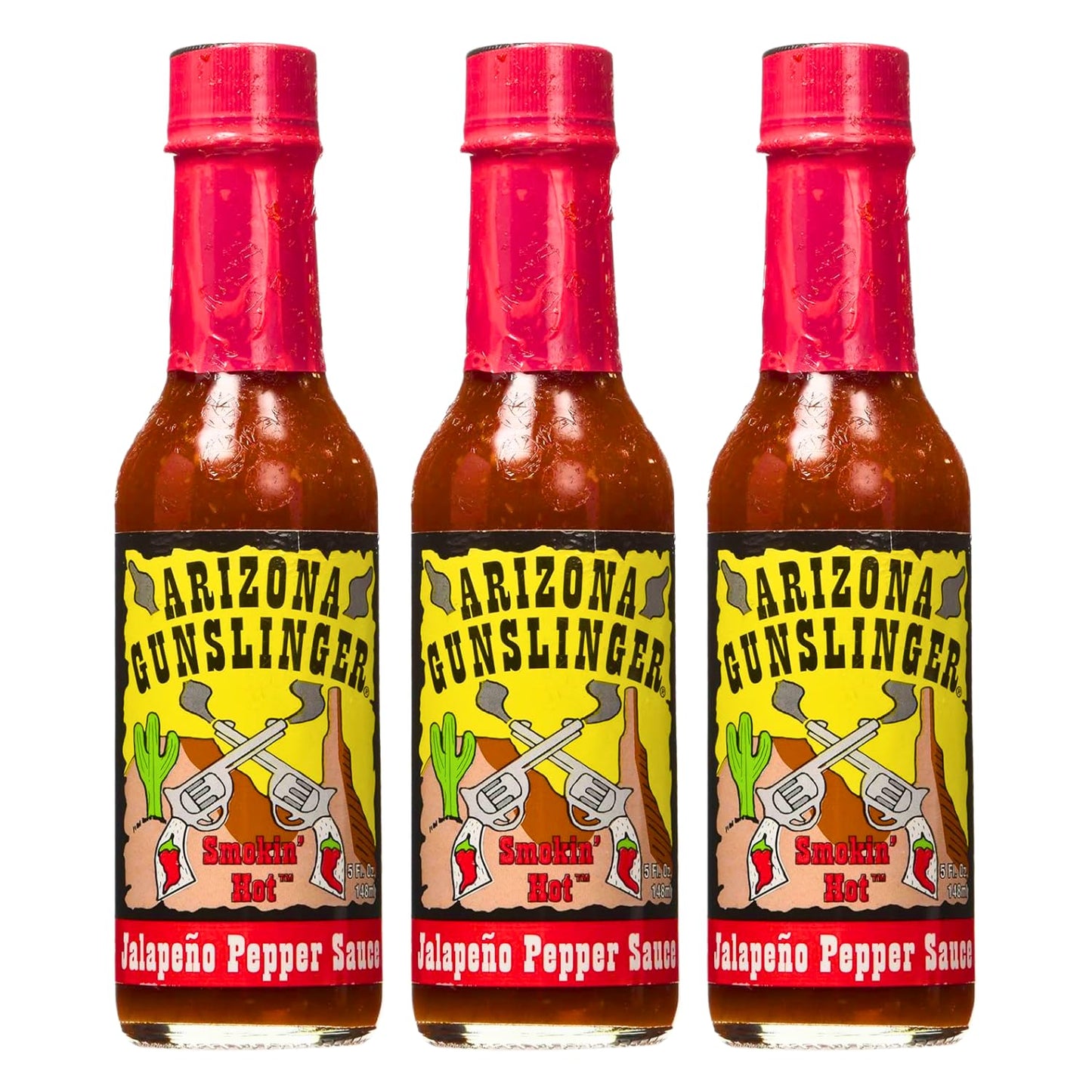 RetailSource Arizona Gunslinger Smokin' Red Jalapeño Pepper Sauce, 5 oz., 3 Bottles