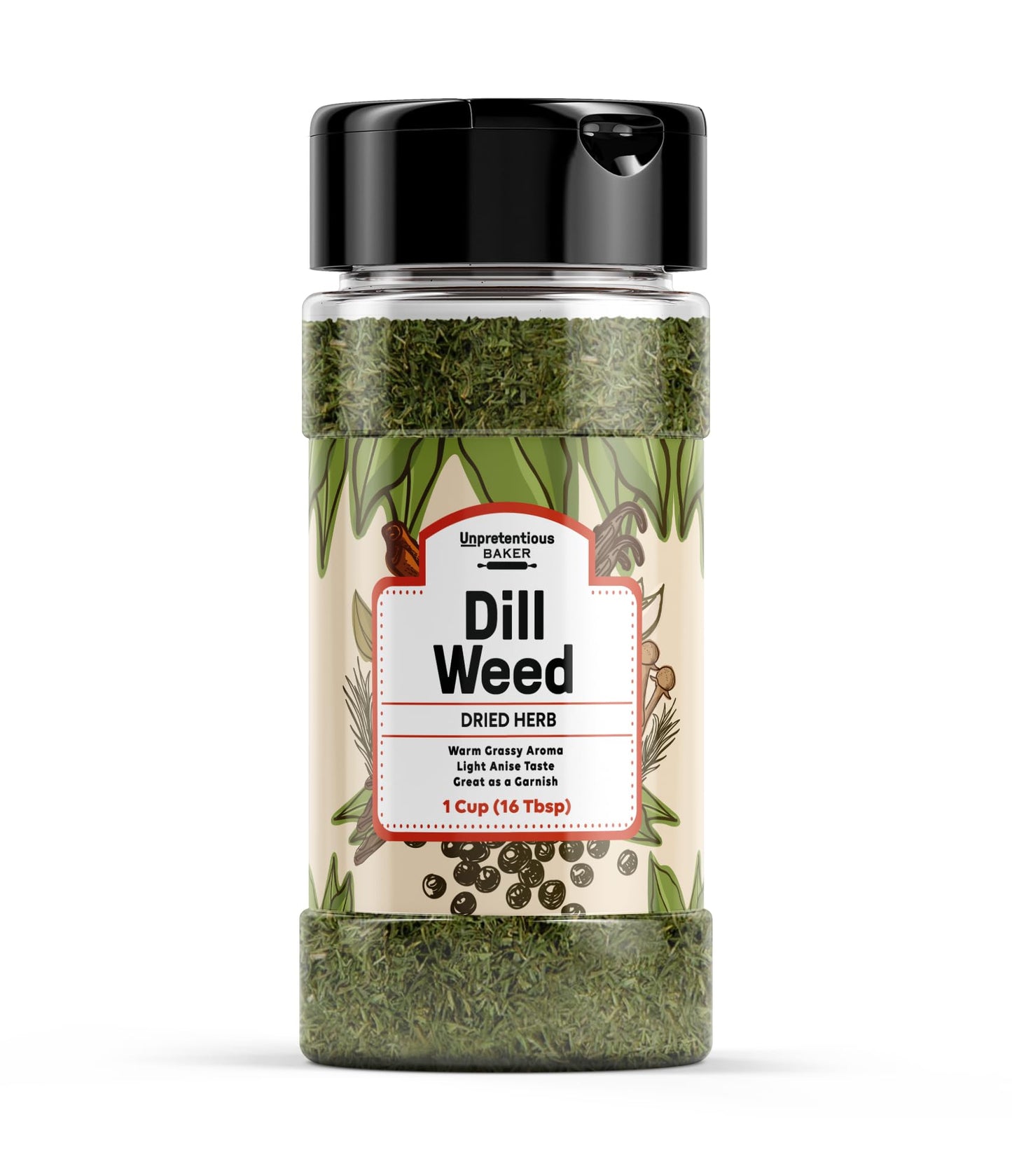 Unpretentious Dill Weed, 1 Cup, Light Anise Taste, Garnish