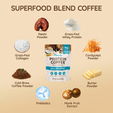 Veltracha Whey Protein Coffee, Collagen Protein Iced Coffee with Prebiotic Mushrooms & Butter, Natural Energy without Jitters - Decaf, No Artificial