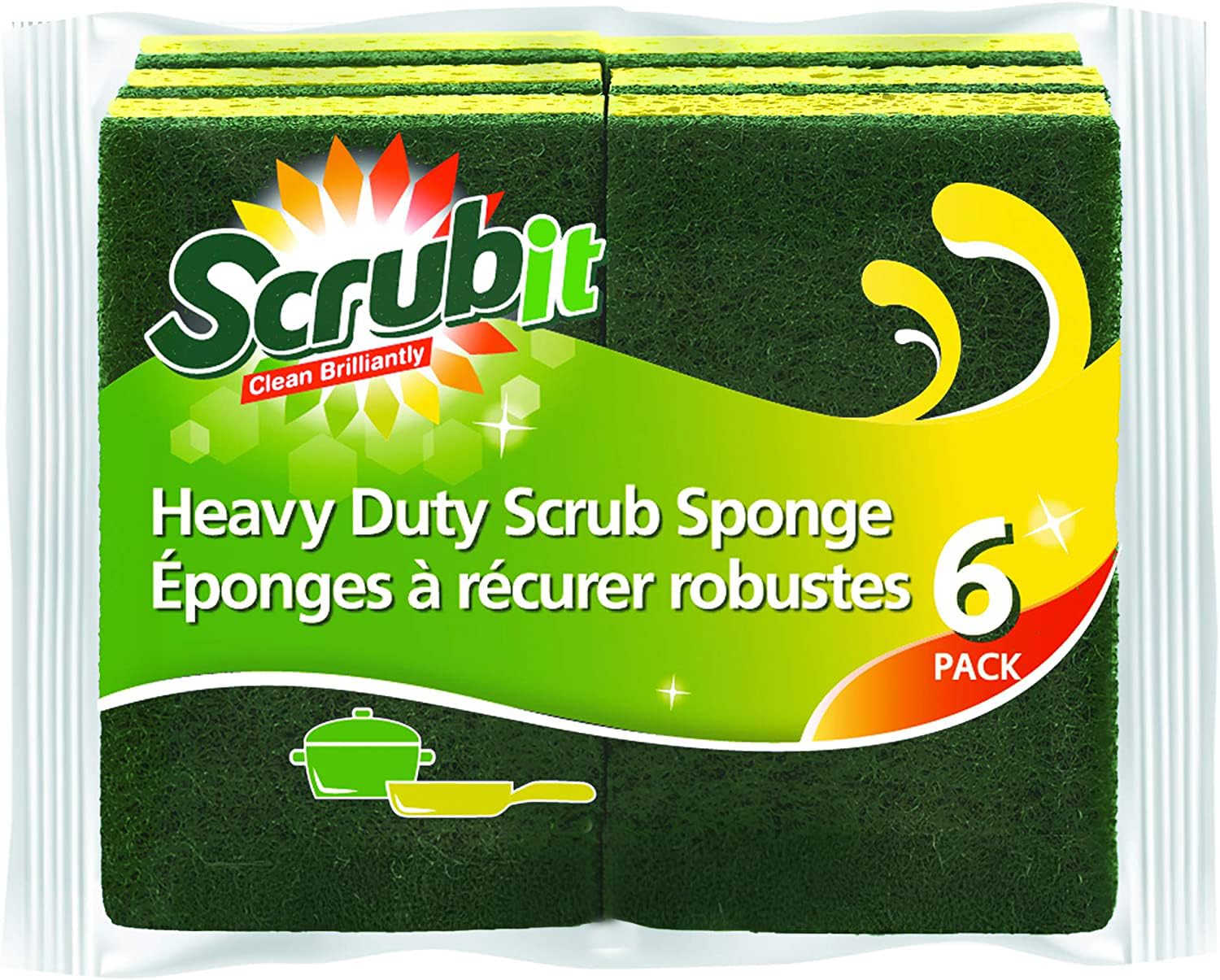 Cleaning Heavy Duty Scrub Sponge by Scrub-it - Scrubbing Sponges Use for Kitchen, Bathroom & More -6 Pack