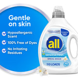 all sensitive fresh™, Spring Breeze, Scented Liquid Laundry Detergent for Sensitive Skin, Hypoallergenic, Free of Dyes, Concentrated, 82.5oz, 110
