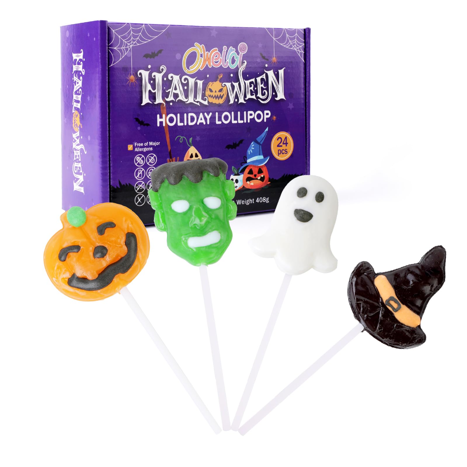 Halloween Lollipop Suckers,Pumpkin Candy Suckers,Vampires Candies,Lollipops Individually Wrapped,Great for Halloween Goody Bag Fillers 12 Pack