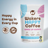 Wakers HAPPY Coffee supports energy, focus, anti-aging, and metabolism. Made in the USA with natural ingredients and Keto-friendly. Reminding you