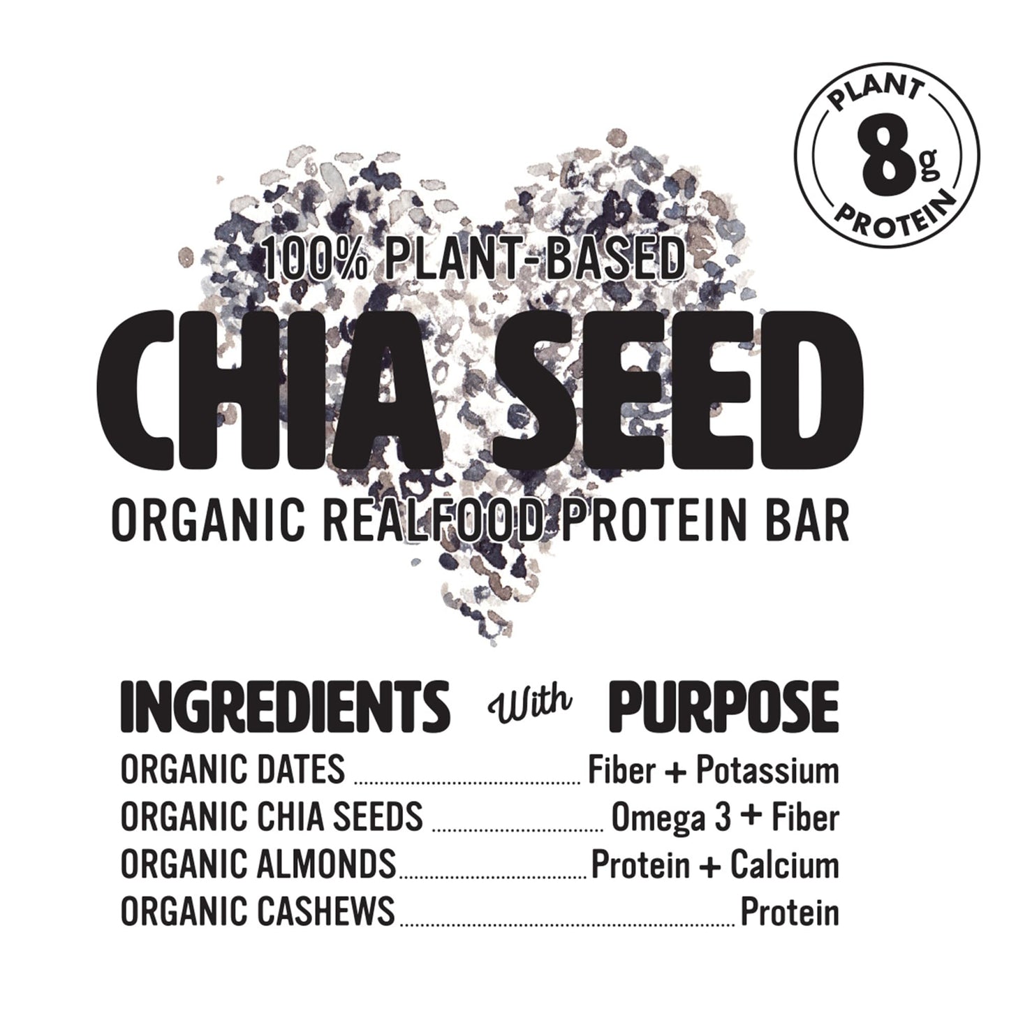 NutRaw Organic Chia Seed Bar, 12 Pack (1.4 oz) - Vegan Protein Bar with 8g Plant Protein & 6g Fiber - Clean Ingredient Chia Snack Bar, Gluten Free, No