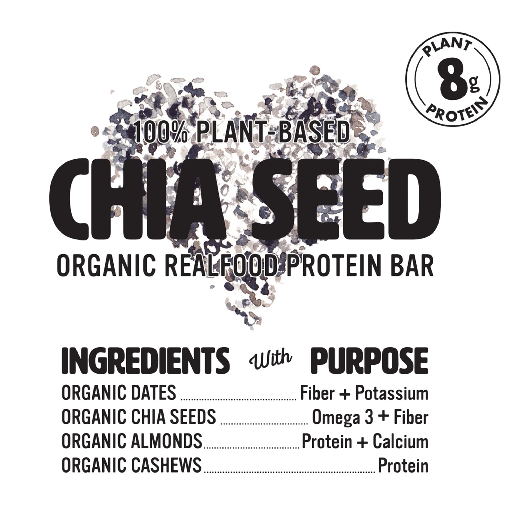 NutRaw Organic Chia Seed Bar, 12 Pack (1.4 oz) - Vegan Protein Bar with 8g Plant Protein & 6g Fiber - Clean Ingredient Chia Snack Bar, Gluten Free, No