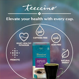 Teeccino Dandelion Herbal Tea - Dark Roast - 25 Tea Bags, Caffeine-Free, Roasted Herbal Tea with Prebiotics, 3x More Herbs than Regular Tea Bags