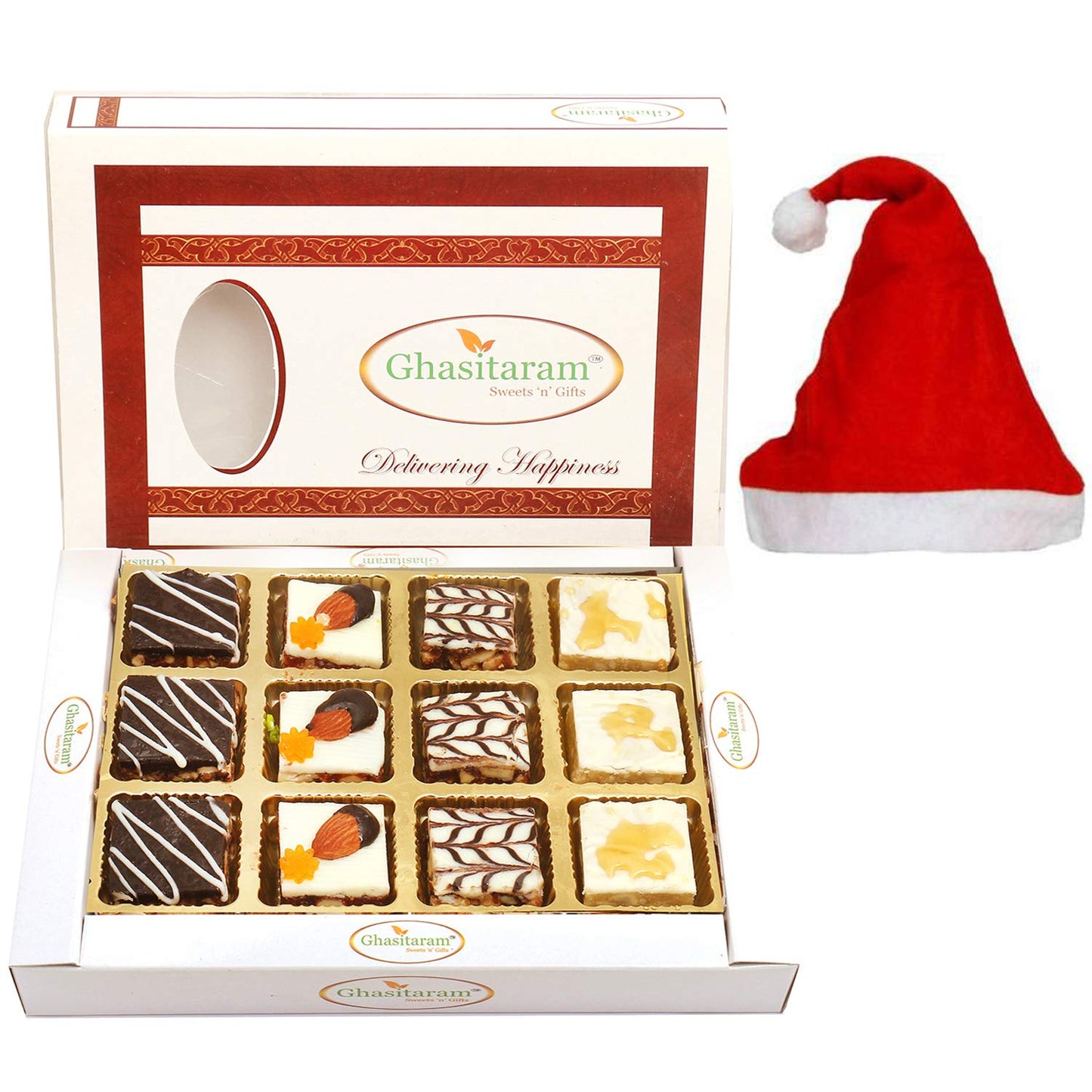 Ghasitaram Gifts Christmas Gifts - Assorted Chocolate Dryfruit Delight Sweets 12 pcs 300 GMS