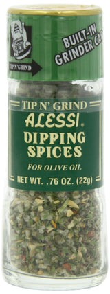 Alessi Herb & Seasoning Grinder, Dipping Spices for Olive Oil, Tip n' Grind (Garlic, 0.76 Ounce (Pack of 4))