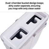 U-VERSE L-Shaped Mop & Bucket Set with Wringer, 3 Reusable Microfiber Pads, Long Handle Flat Mop for Corners, Walls & Floors, Compact 5" Space-Saving