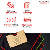 Clean & Clear Microfiber Cleaning Cloth, EXTRA LARGE [6 Pack] ULTRA PREMIUM Microfiber Cleaning Cloth - Microfiber Cloth for Camera Lens, Glasses