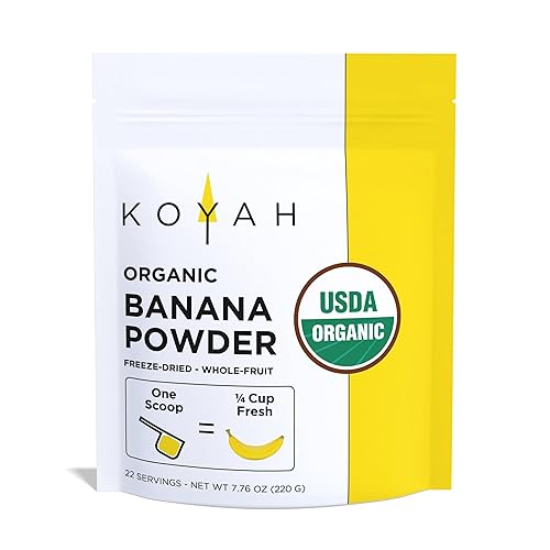 KOYAH - Organic Freeze-dried Banana Powder (1 Scoop = 1/4 Cup Fresh): 22 Servings, 220 g (7.8 oz)