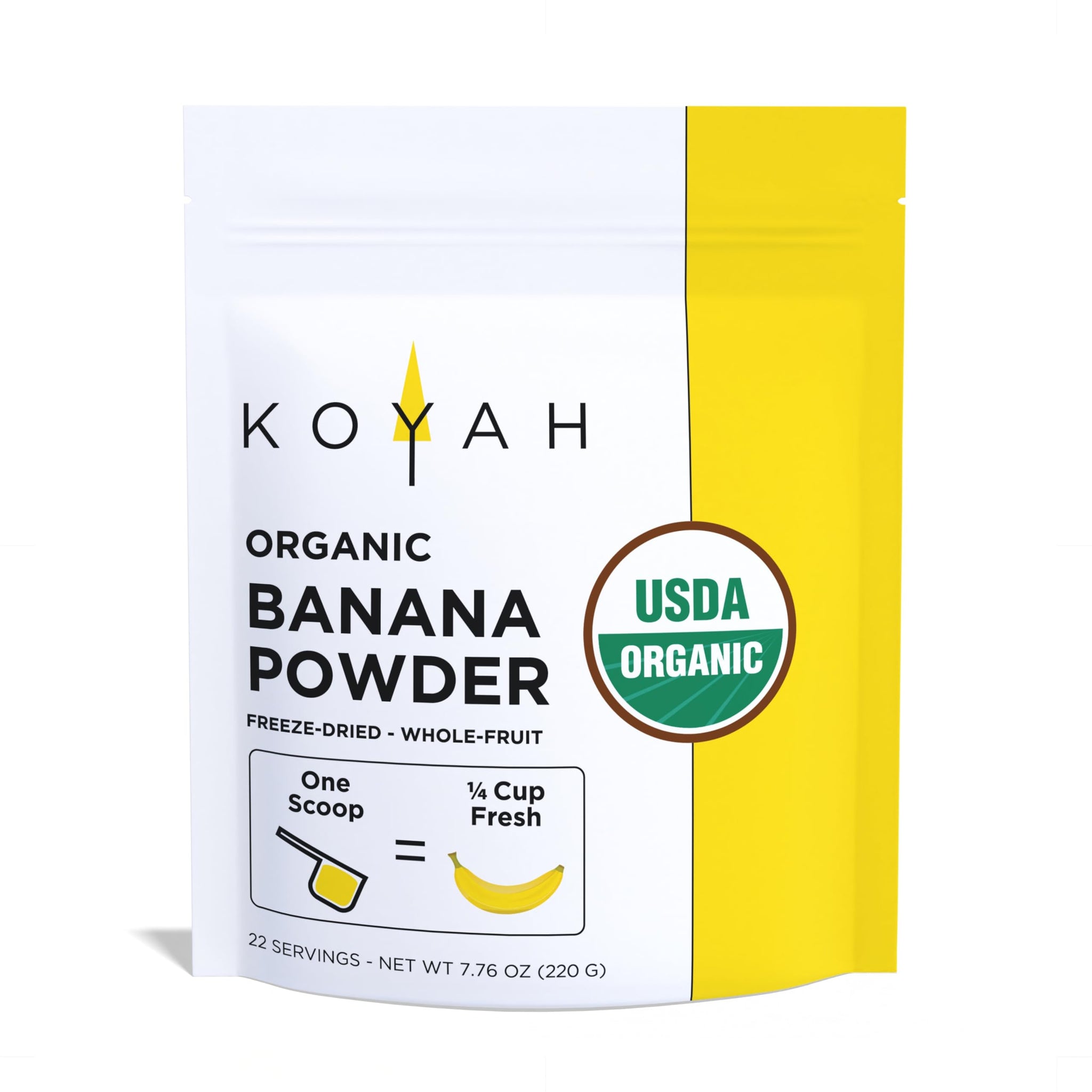 KOYAH - Organic Freeze-dried Banana Powder (1 Scoop = 1/4 Cup Fresh): 22 Servings, 220 g (7.8 oz)