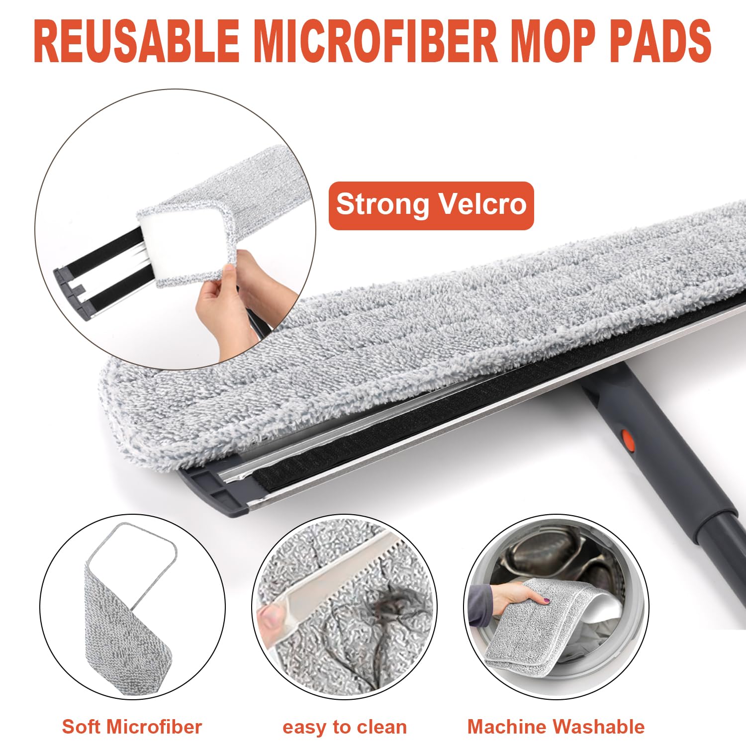 18 Professional Microfiber Mop Large Flat Mops for Floor Cleaning 4 Reusable Washable mop Pads Hardwood Cleaning System Wet and Dust Mop with 61in