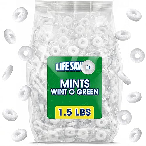 Wint O Green Hard Candy - Individually Wrapped, 1.5 Lb Bulk Bag, Refreshing Breath Mints & Classic White Candy, for Office Desk, Reception, Parties