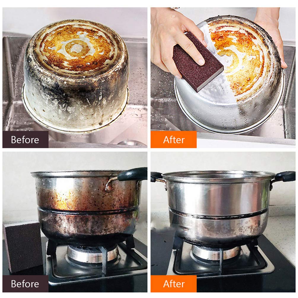 Goeielewe 6-Pack Nano Emery Sponge Brush Eraser Scrub, Carborundum Cleaning Sponge Brush Household Cleaning Tools Cotton for Removing Rust Cleaning