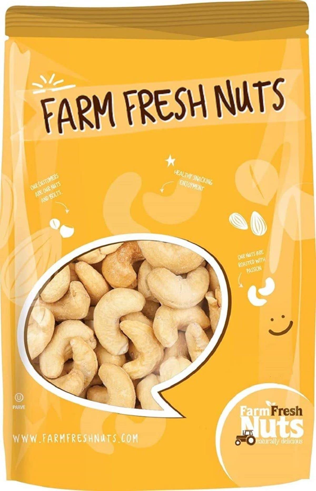 Dry Roasted Cashews Salted | Baked In Small Batches for added freshness | Without Oil | Perfectly Crunchy Naturally Delicious (2 LBs) By Farm Fresh