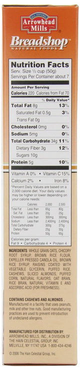 Arrowhead Mills Breadshop SuperNatural Granola with Almonds & Raisins, 13 Ounce Boxes (Pack of 6)