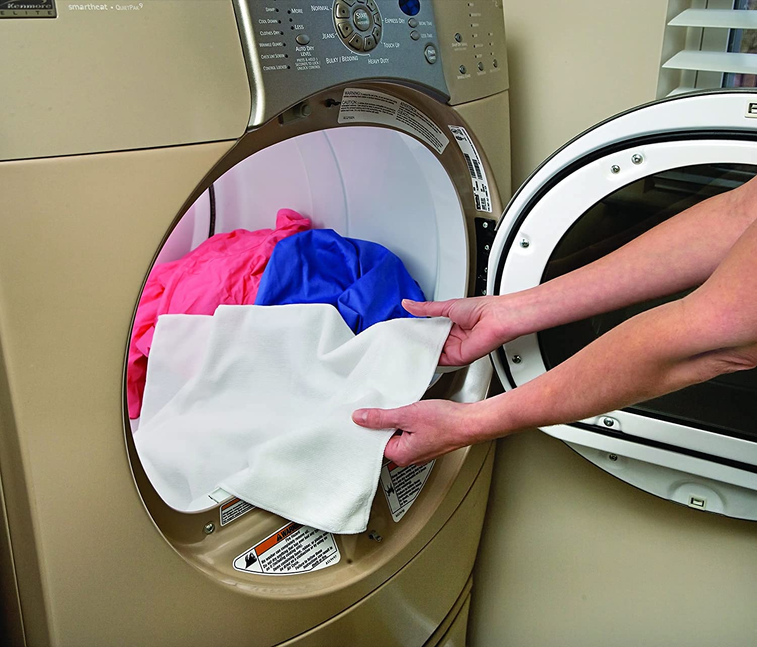 Microfiber Dryer Wrinkle Release Towel - Reusable Anti-Wrinkle Remover Sheet for Drying Machine Set Of 2 | White Wrinkle-Free Renewal Fabric Softener