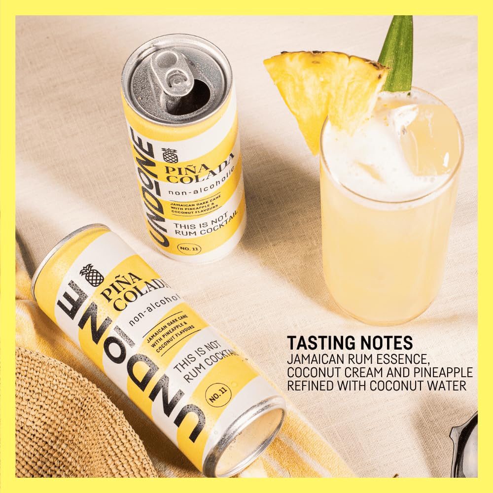 UNDONE No. 11 Piña Colada 4 Pack | 250ml | Premium Non-Alcoholic Canned Cocktail | Ready-to-Drink Tropical Mocktail | Made in Germany