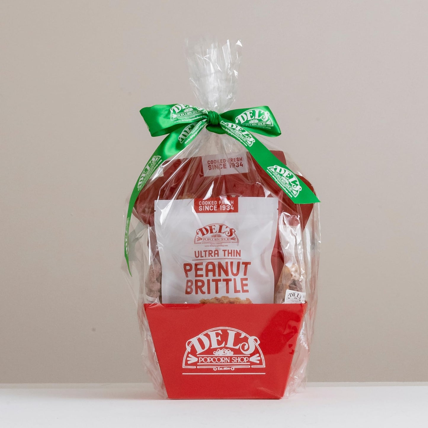 Gourmet Popcorn Gift Set - Wrapped and ready to gift! Est 1934 - Caramel Popcorn, Cheese Popcorn, Kettle Corn, Peanut Brittle, Cinnamon Roasted