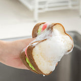 1Pc Multifunction Scrub Sponges, Toast Shape Dish-Washing, Magical Deep Cleaning Thickened Scrubber, Cute Sandwich Sponge, Pots Dishes Gadget