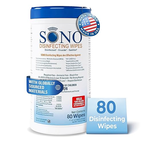 SONO Disinfecting Wipes - Alcohol-Free, No Bleach, Medical-Grade I Multi-Surface Cleaning for Home, School, Office, Hospital, Gym I Gentle on