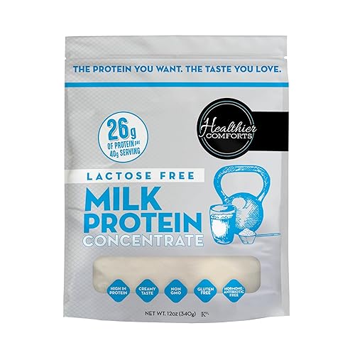 Healthier Comforts Lactose Free Milk Protein Concentrate Powder (Unflavored) | 80% Casein, 20% Whey | High Protein, Non-GMO, Hormone Free, Kosher, Gluten Free | Baking, Creamer, Shakes (12oz)