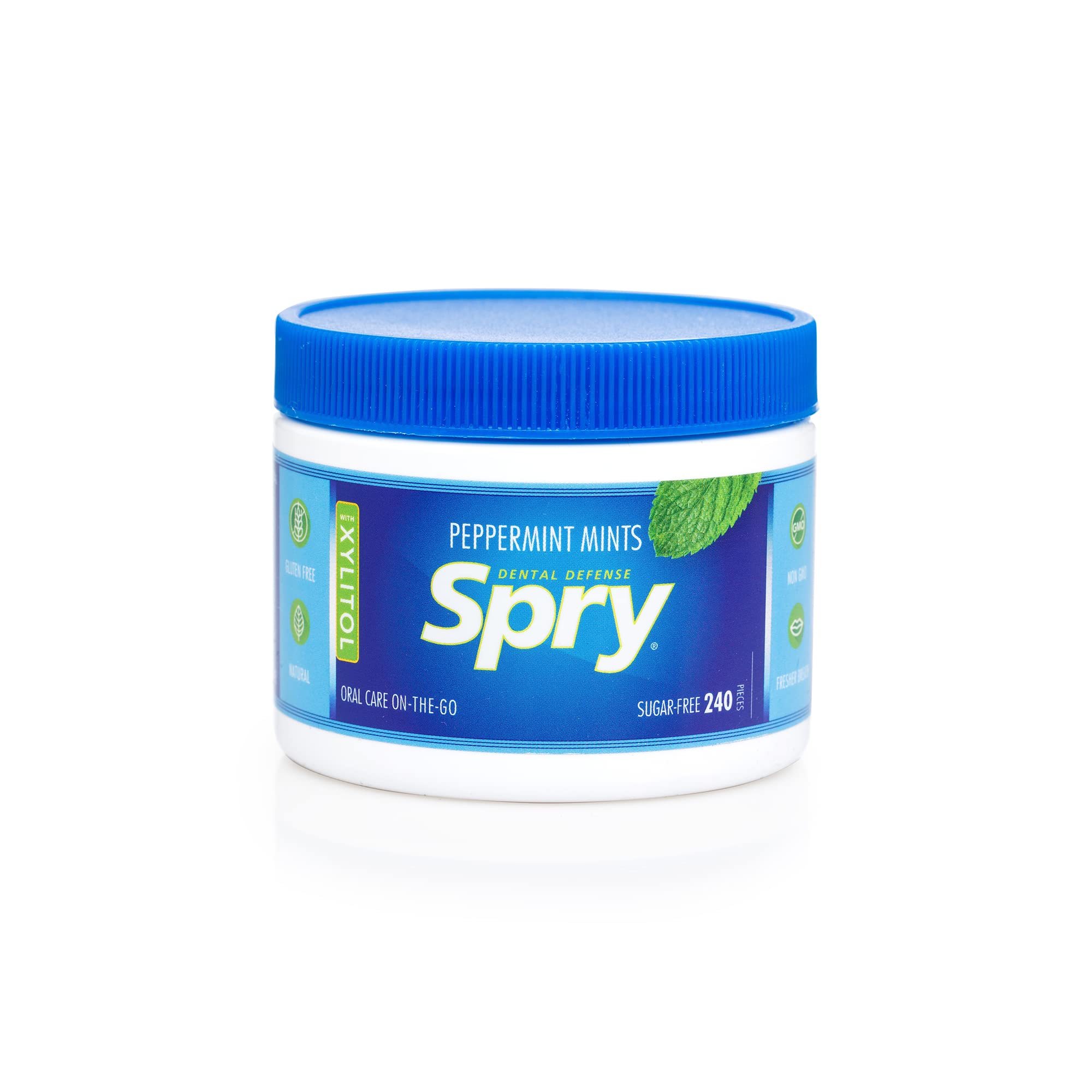 Spry Xylitol Peppermint Sugar Free Candy - Promote Oral Health, Increase Saliva Production, Stop Bad Breath, Non-GMO, Gluten-Free, 240 Count (Pack