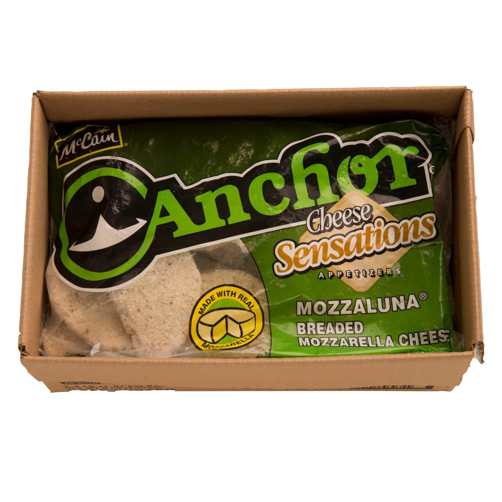 McCain Mozzaluna Breaded Mozzarella Cheese - Appetizer, 4 Pound -- 2 per case.