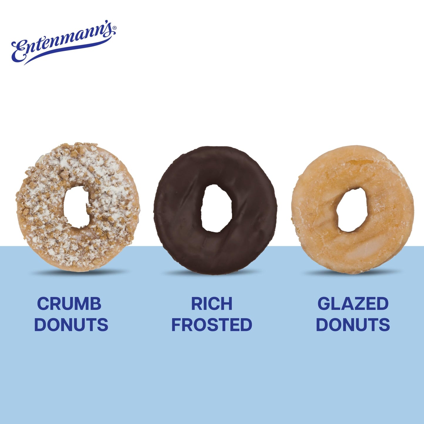 Entenmann's Classic Assorted Donuts, 8 count, (1.88 oz each), Kosher Rich Frosted, Crumb, Glazed Assorted Doughnuts, 15 oz Box