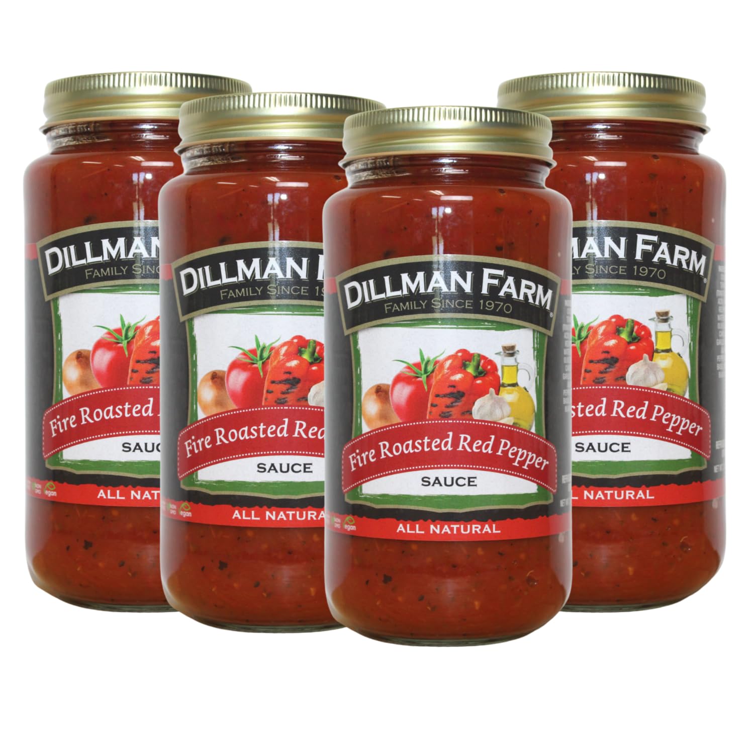 Dillman Farm All Natural Roasted Red Pepper Pasta Sauce - Gluten-Free, Non-GMO, Kosher, Vegan, Preservative-Free, Corn Syrup Free - Made in USA, 24